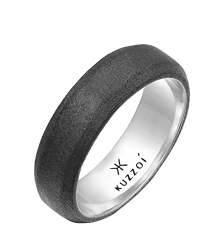 Kuzzoi Herrenring (7 mm) Massiv Handgefertigt, Bandring für Männer aus 925 Sterling Silber, Ehering, Verlobungsring, Freundschaftsring, Unisex Herren Ring oxidiert, Ringgröße 66 von Kuzzoi