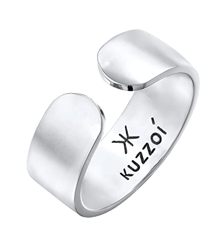 Kuzzoi Herrenring Bandring breit in 925 Sterling Silber massiv, Herren Silberring (8 mm) mit offener Ringschiene, Moderner Bandring für Männer, Ringgröße 60 von Kuzzoi