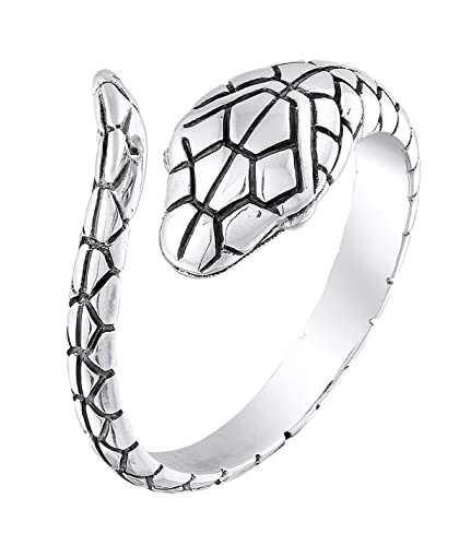 Kuzzoi Herrenring Bandring für Männer im einzigartigen Schlangen Design aus 925 Sterling Silber, Offen gestalteter Silberring für Herren, Ringgröße 62 von Kuzzoi