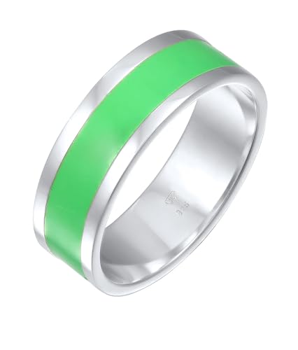 Kuzzoi Herrenring Silber 925 Silberring Herren poliert Streifen Emailliert Grün Breite 8 mm 0612681523_66 von Kuzzoi