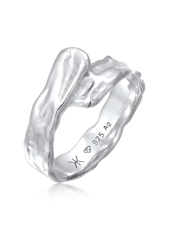 Kuzzoi Herrenring massiv Bandring (12 mm) im strukturierten Used Design aus 925 Sterling Silber Ring gehämmert für Männer, Ringgröße 66 von Kuzzoi