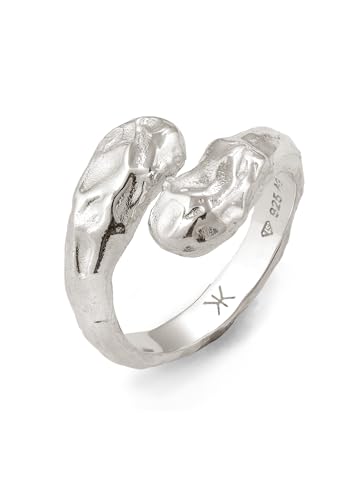 Kuzzoi Herrenring massiv Bandring (14 mm) im strukturierten Used Design aus 925 Sterling Silber Ring gehämmert für Männer, Ringgröße 66 von Kuzzoi