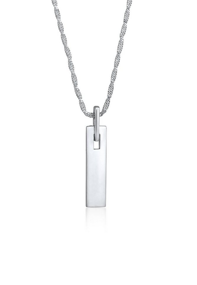 Kuzzoi Kette mit Anhänger Bar Plättchen Rechteck oxidiert 925 Silber, Plättchen von Kuzzoi