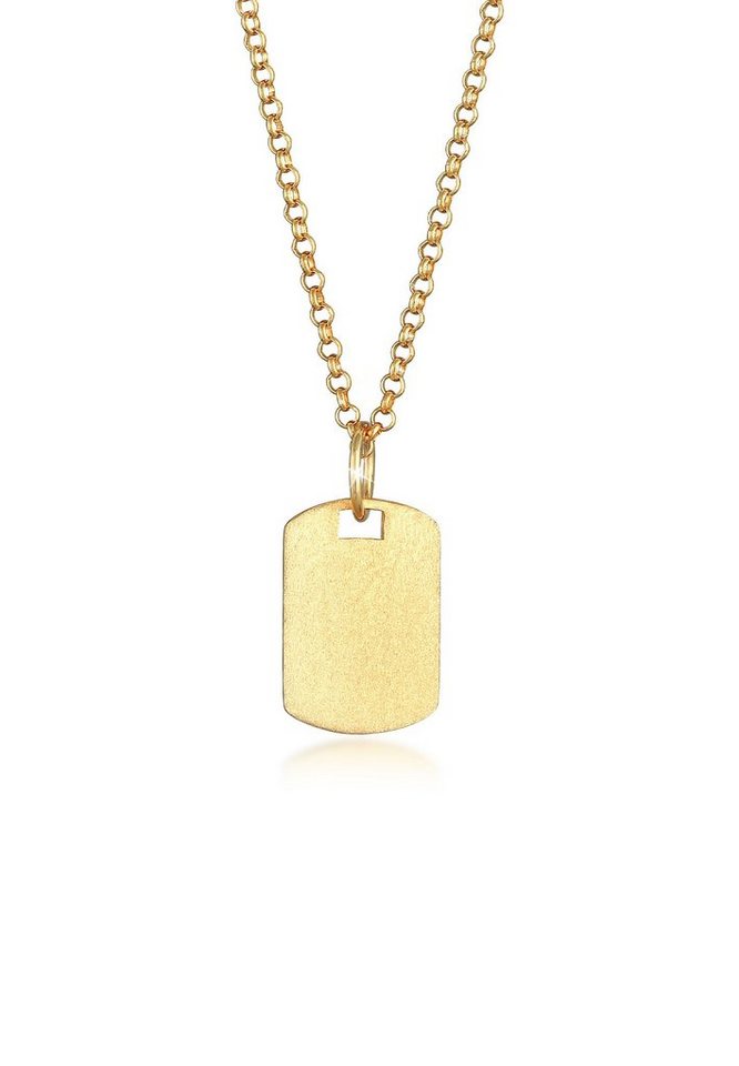 Kuzzoi Kette mit Anhänger Herren Dog Tag Military Platte Brushed 925 Silber, Dog Tag von Kuzzoi