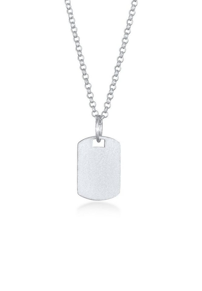 Kuzzoi Kette mit Anhänger Herren Dog Tag Military Platte Brushed 925 Silber von Kuzzoi