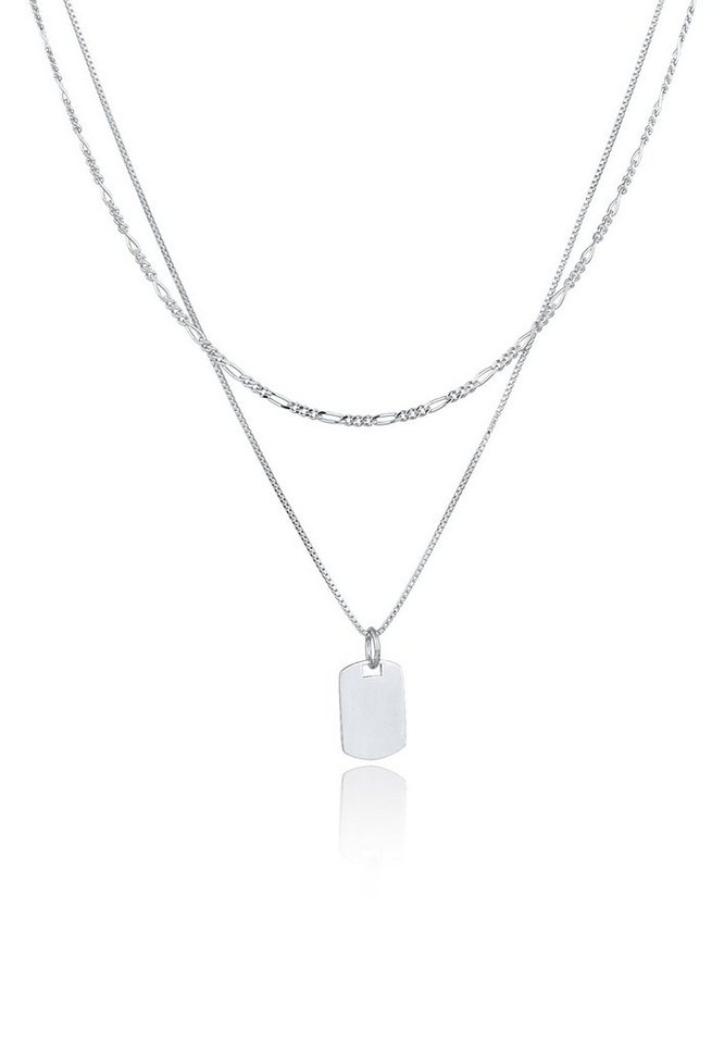 Kuzzoi Kette mit Anhänger Herren Layer Figaro Venezianer Platte 925 Silber, Dog Tag Kuzzoi Kette mit Anhänger Herren Layer Figaro Venezianer Platte 925 Silber, Dog Tag von Kuzzoi