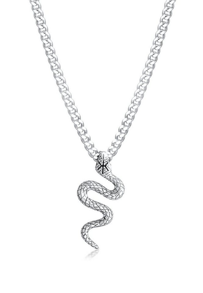 Kuzzoi Kette mit Anhänger Herren Panzerkette Schange Snake 925 Silber, Schlange von Kuzzoi