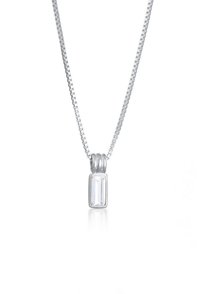 Kuzzoi Kette mit Anhänger Topas Rechteck Weiß 925 Sterling Silber von Kuzzoi