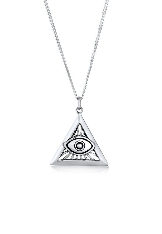 Kuzzoi Lange Kette Herren Evil Eye Dreieck 925 Sterling Silber, Evil Eye Kuzzoi Lange Kette Herren Evil Eye Dreieck 925 Sterling Silber, Evil Eye von Kuzzoi