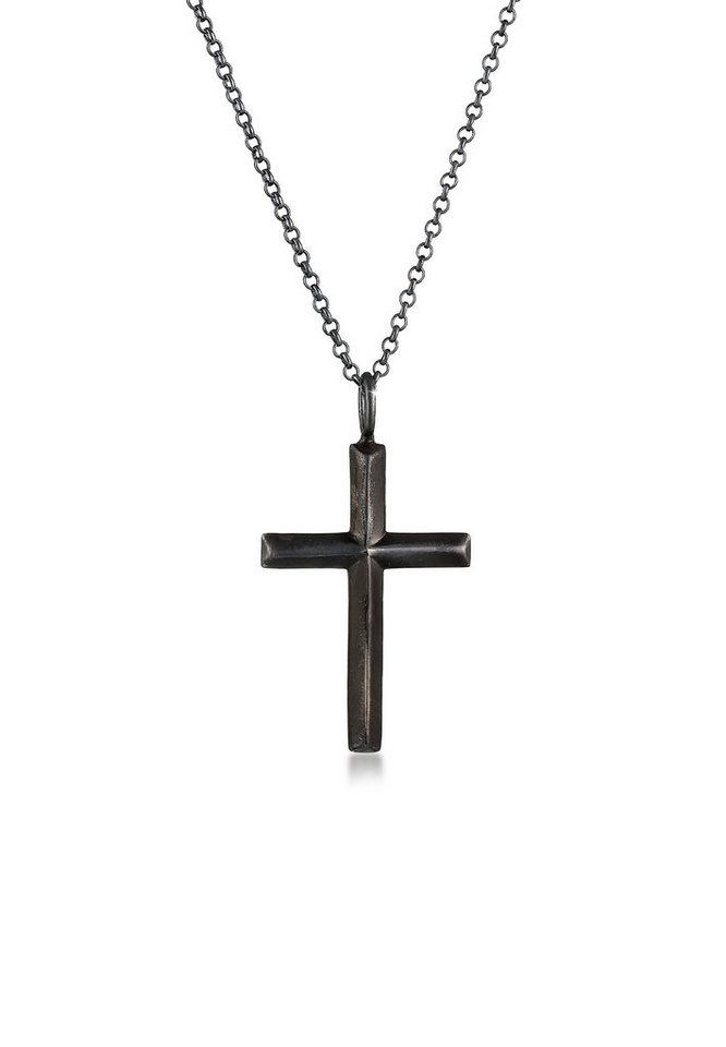 Kuzzoi Lange Kette Herren mit Kreuz Oxidiert Massiv 925 Silber, Kreuz Kuzzoi Lange Kette Herren mit Kreuz Oxidiert Massiv 925 Silber, Kreuz von Kuzzoi