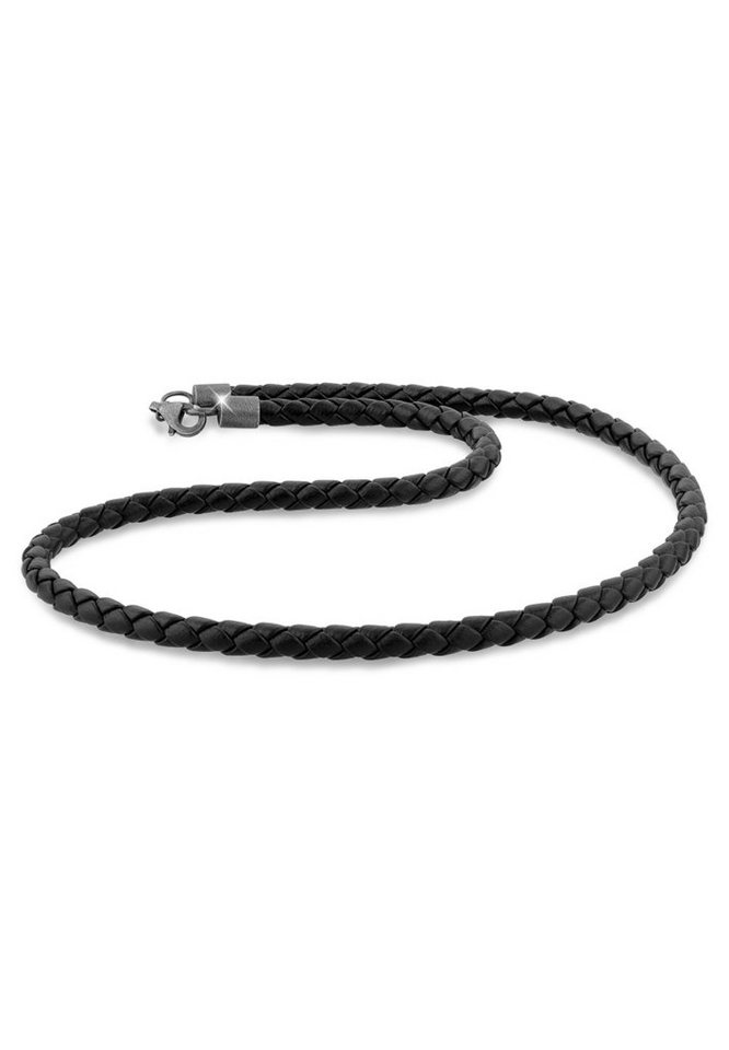 Kuzzoi Lederband Herren Lederkette Geflochten Schwarz 925 Silber von Kuzzoi