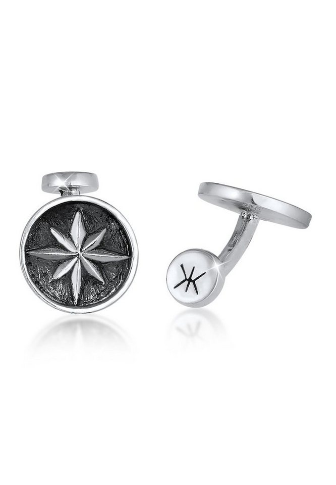 Kuzzoi Manschettenknöpfe Kompass Windrose Maritime Massiv 925 Silber, Kompass von Kuzzoi