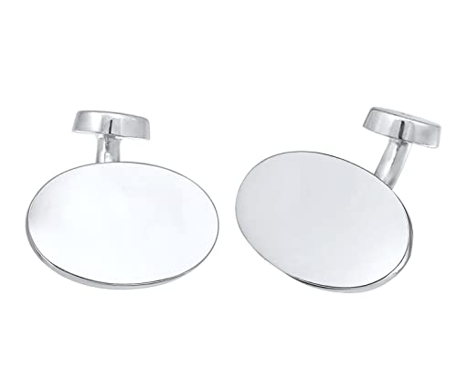 Kuzzoi Manschettenknöpfe für Herren, Cufflinks glanzvoll oval im Design, aus 925er Sterling Silber, Klassischer Schmuck für das Hemd, Stilvolles Männer Geschenk für Hochzeit und Geburtstag von Kuzzoi