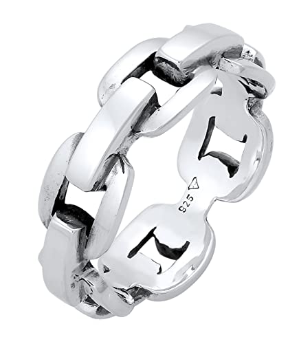Kuzzoi Massiver Herrenring (8mm) im Ankerketten Design, Bandring für Männer aus 925 Sterling Silber poliert, Lifestyle-Ring im Ketten Look, Ringgröße 66 von Kuzzoi