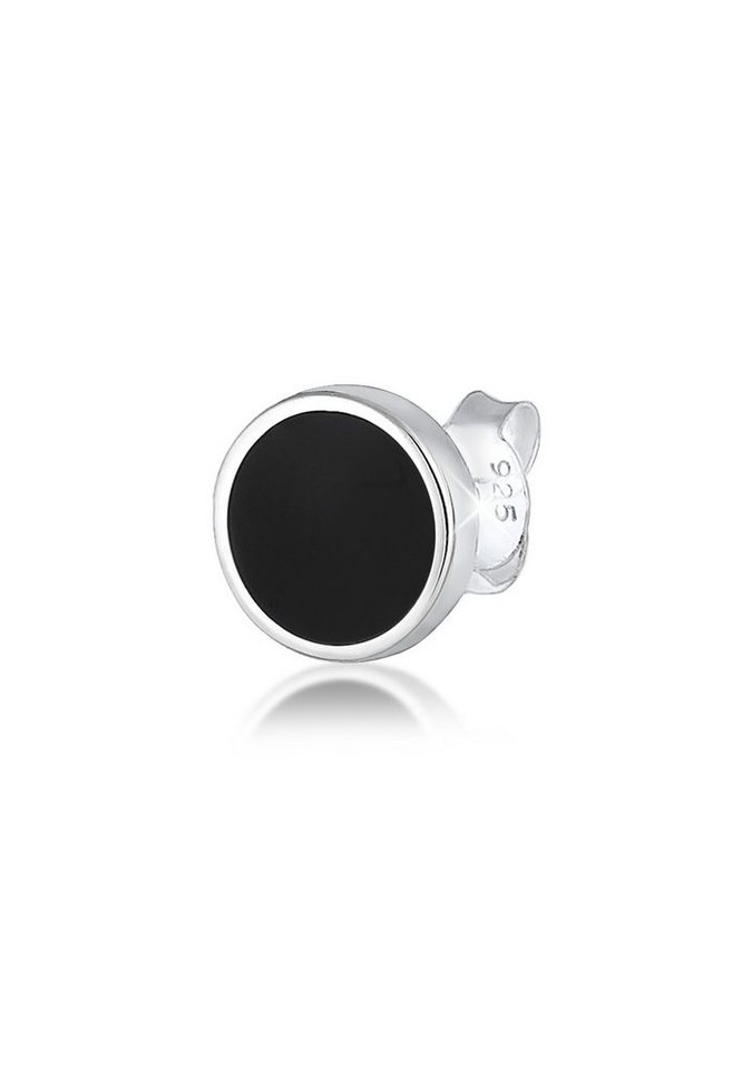 Kuzzoi Paar Ohrstecker Ohrstecker Rund Emaille schwarz 925 Sterling Silber (Einzelstecker) von Kuzzoi