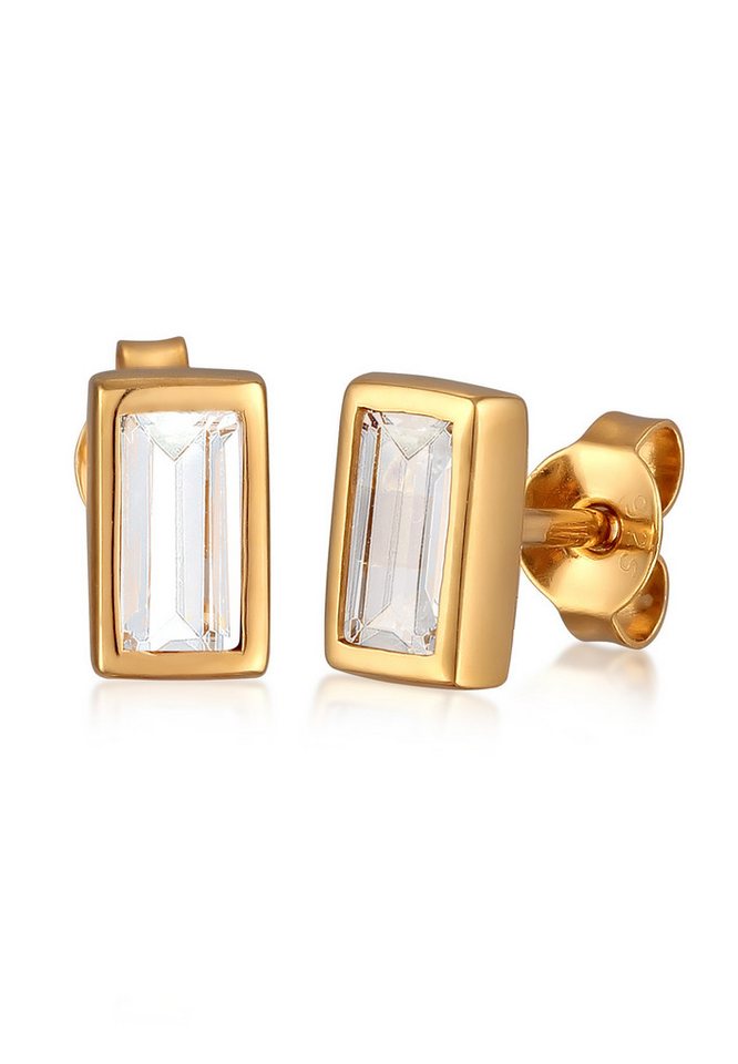 Kuzzoi Paar Ohrstecker Rechteck Topas Weiß 925 Sterling Silber, Rechteck von Kuzzoi