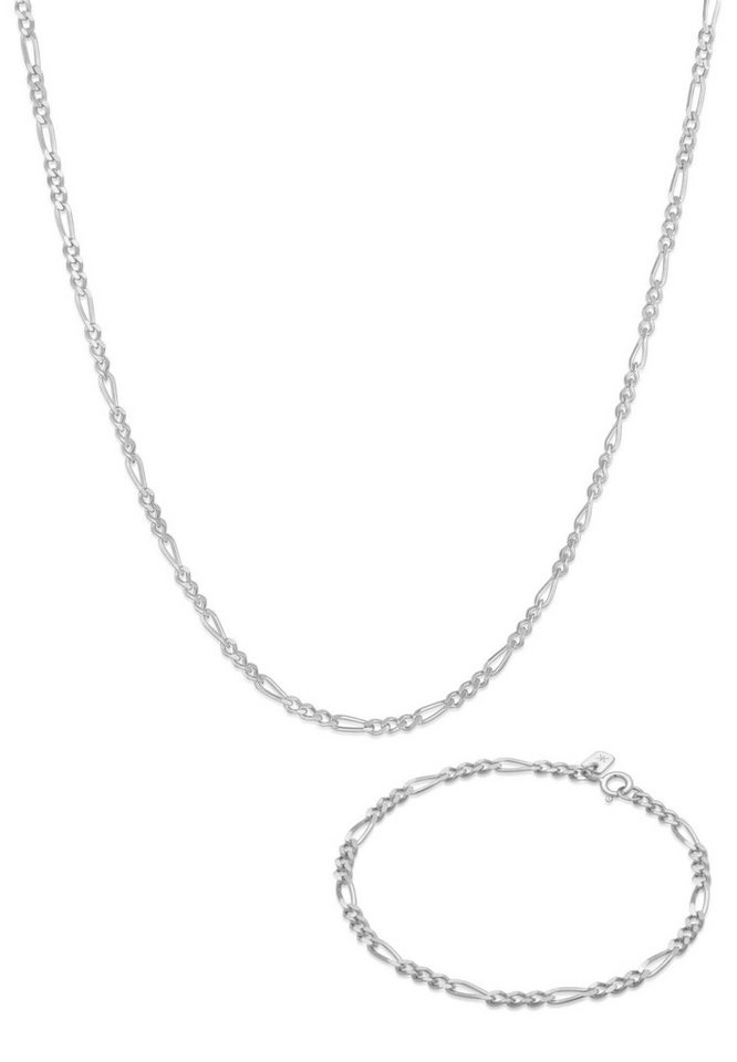 Kuzzoi Schmuckset Herren Kette Armband Figaro 925 Sterling Silber von Kuzzoi