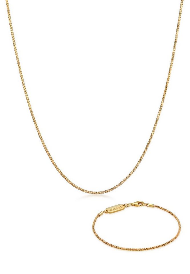 Kuzzoi Schmuckset Kette Armband Kordel Basic 925 Silber, Schmuckset von Kuzzoi
