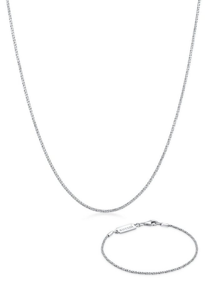 Kuzzoi Schmuckset Kette Armband Kordel Basic 925 Silber, Schmuckset von Kuzzoi