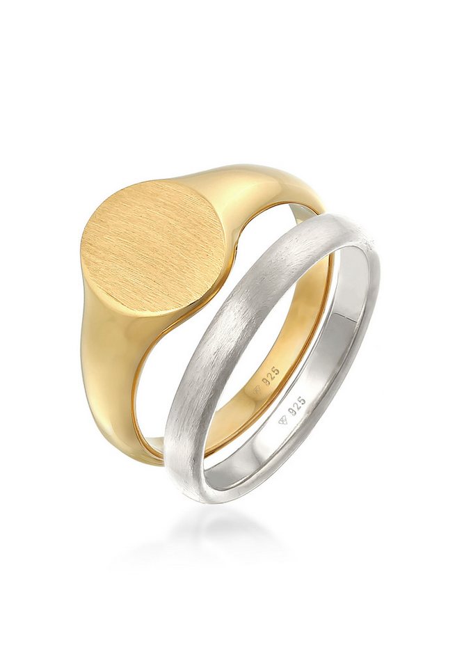 Kuzzoi Siegelring Herren Siegelring Basic Bandring 2er Set 925 Silber von Kuzzoi