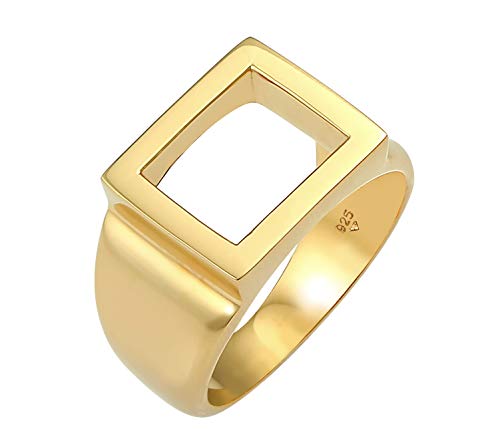 Kuzzoi Siegelring Herrenring, Bandring massiv (13 mm) 925 Sterling Silber vergoldet, Markantes Schmuck Accessoire mit rechteckiger Oberfläche, Goldener Ring für Männer, Ringgröße 64, 0612380120_64 von Kuzzoi