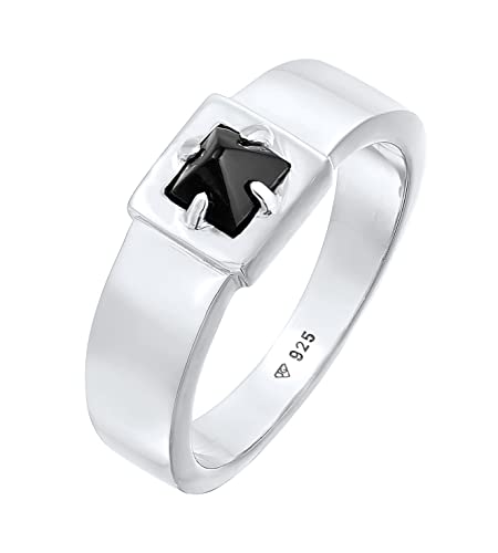 Kuzzoi Siegelring Herrenring mit Onyx-Edelstein, 925 Sterling Silber poliert, massiver Silberring mit Edelstein (5 mm) schwarz, Ring für Männer, Ringgröße 62, 0612661721_62 von Kuzzoi