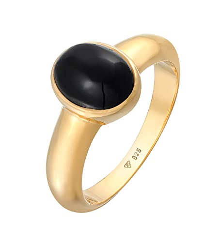 Kuzzoi Siegelring Herrenring mit Onyx Stein Schwarz, 925 Sterling Silber vergoldet, Silberring mit Edelstein poliert, goldener Ring für Männer, Ringgröße 64, 0611530221_64 von Kuzzoi