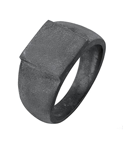 Kuzzoi Siegelring Herrenring oxidiert, Bandring massiv (11 mm) in 925 Sterling Silber, Robuster Biker Schmuck mit rechteckiger Oberfläche, Ring für Männer, Ringgröße 60, 0605991722_60 von Kuzzoi