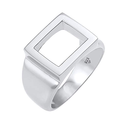 Kuzzoi Siegelring Herrenring poliert, Bandring massiv (13 mm) in 925 Sterling Silber, Markantes Schmuck Accessoire mit rechteckiger Oberfläche, Stilvoller Ring für Männer, Ringgröße 62, 0612890120_62 von Kuzzoi