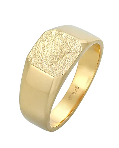 Kuzzoi Siegelring Herrenring quadratisch matt in 925 Sterling Silber vergoldet, Klassischer Herren Silberring massiv 11mm breit, Goldener Ring für Männer, Ringgröße 64, 0603652321_64 von Kuzzoi