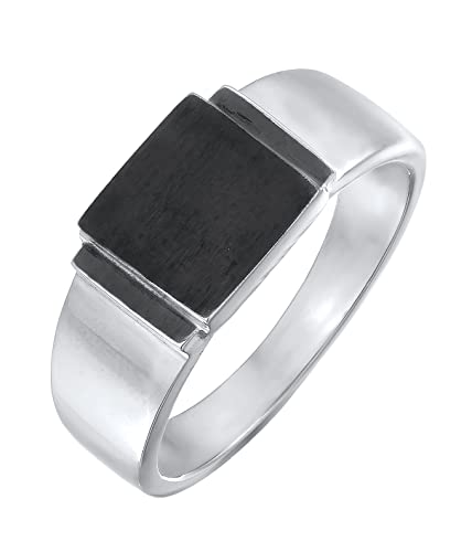 Kuzzoi Siegelring Herrenring quadratisch matt oxidiert in 925 Sterling Silber massiv, Klassischer Herren Silberring (10 mm), Bandring für Männer, Ringgröße 64 von Kuzzoi