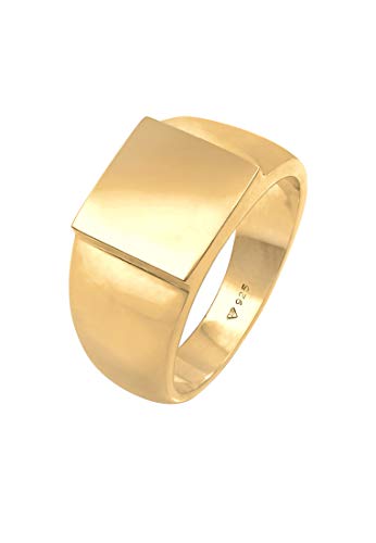 Kuzzoi Siegelring Herrenring vergoldet, Bandring massiv (11 mm) in 925 Sterling Silber, Goldener Biker Schmuck mit rechteckiger Oberfläche, Ring für Männer poliert, Ringgröße 54, 0607352420_54 von Kuzzoi