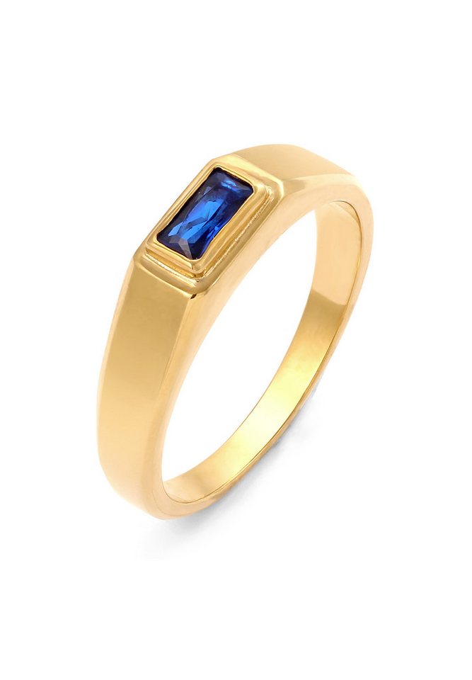 Kuzzoi Siegelring Siegelring Rechteck Synthetischer Saphir Blau 925 Sterling Silber von Kuzzoi
