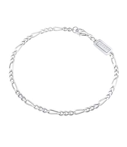 Kuzzoi Silber-Armband für Herren, handgefertigtes Figaro-Armband aus echten massiven 925 Sterling Silber glänzend poliert, Herren-Armband mit Karabiner, 4mm breit, 6,5g schwer, Länge 21 cm von Kuzzoi