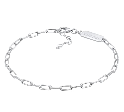 Kuzzoi Silber-Armband für Herren, handgefertigtes Glieder-Armband (3 mm) aus massiven 925 Sterling Silber, Basic Handkette glänzend poliert, Herren-Armband mit Karabiner, Länge: 19 cm von Kuzzoi