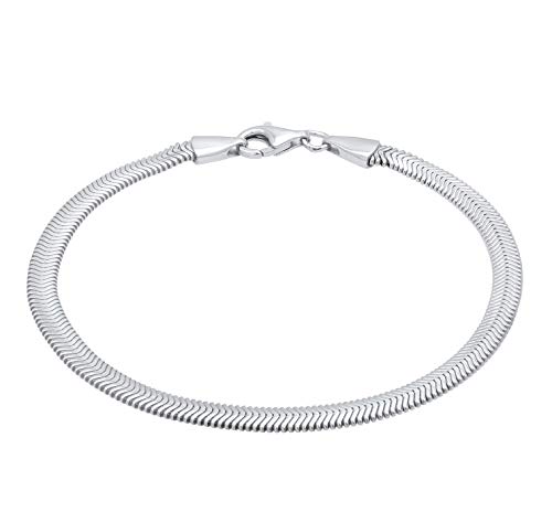 Kuzzoi Silber Armband für Herren handgefertigt, Herrenarmband aus massivem 925er Sterling Silber, Flaches Herringbone Armband für den Mann, Fischgrätenmuster, Breite 4mm, Länge 19 cm von Kuzzoi