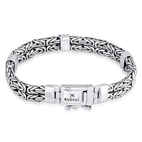 Kuzzoi Silber Königsketten Armband für Herren handgefertigt, Herrenarmband aus massivem 925er Sterling Silber, Glieder Armband für den Mann, Königskettenarmband Männer, Breite 8 mm, Länge 23 cm von Kuzzoi