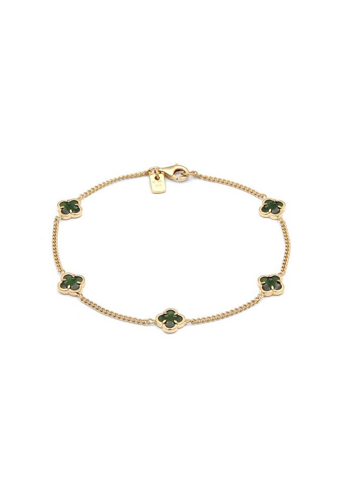 Kuzzoi Silberarmband Kleeblatt Emaille 925 Sterling Silber vergoldet von Kuzzoi