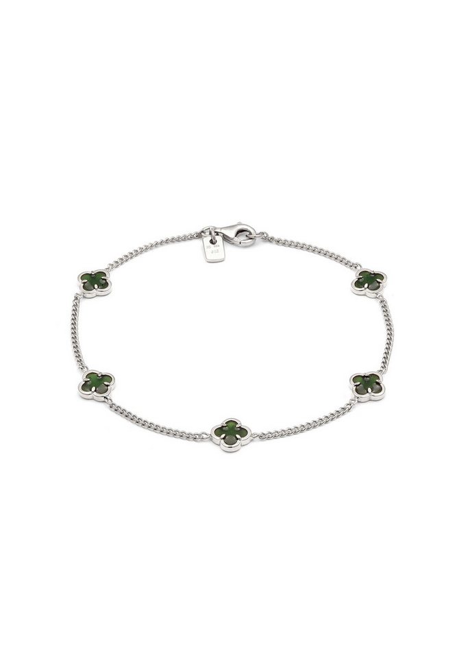 Kuzzoi Silberarmband Kleeblatt Emaille 925 Sterling Silber vergoldet von Kuzzoi