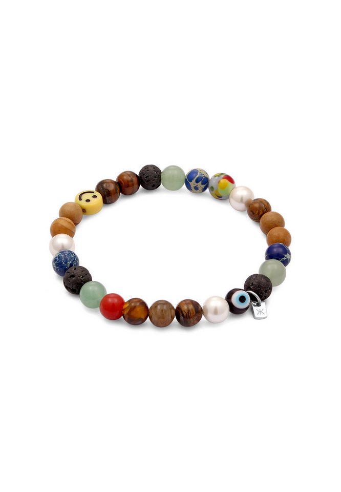 Kuzzoi Silberarmband Smiling Face Evil Eye Bead Glas Achat 925 Sterling Silber von Kuzzoi