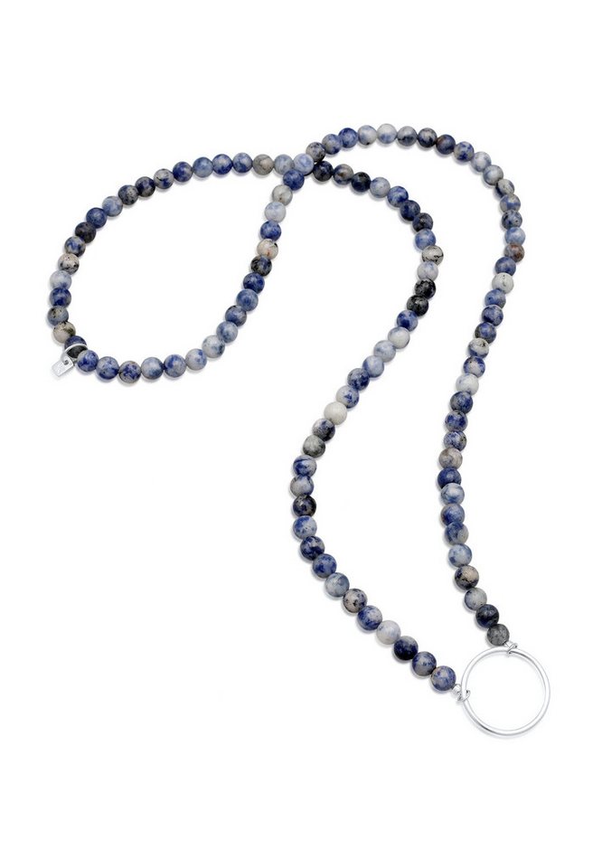 Kuzzoi Silberkette Achat Edelstein Perlen Blau Charm Carrier 925 Sterling Silber von Kuzzoi