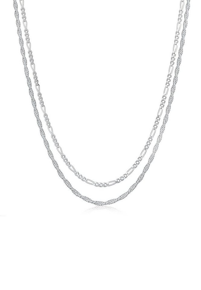 Kuzzoi Silberkette Herren Kordel Figaro 2er Set 925 Silber von Kuzzoi