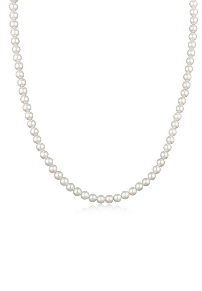 Kuzzoi Silberkette Perlenkette Muschelkernperlen Weiß 925 Sterling Silber von Kuzzoi