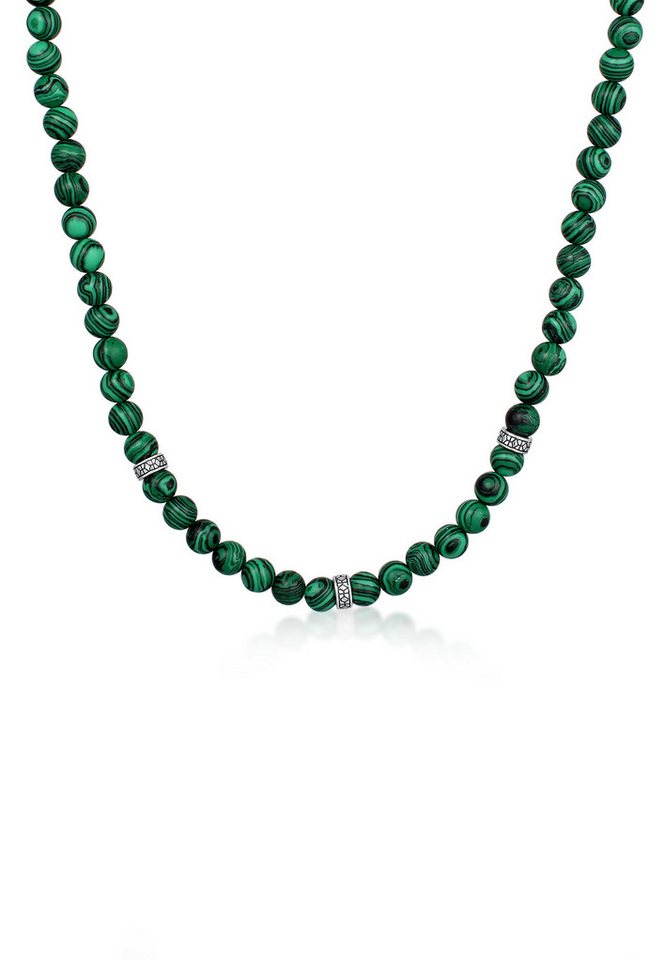 Kuzzoi Silberkette Synthetischer Malachit Perlen Grün Bead 925 Sterling Silber von Kuzzoi