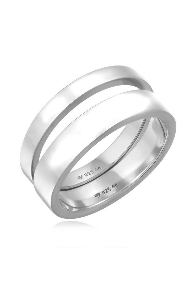 Kuzzoi Silberring Herren 925 Sterling Silber Basic 2er-Set von Kuzzoi