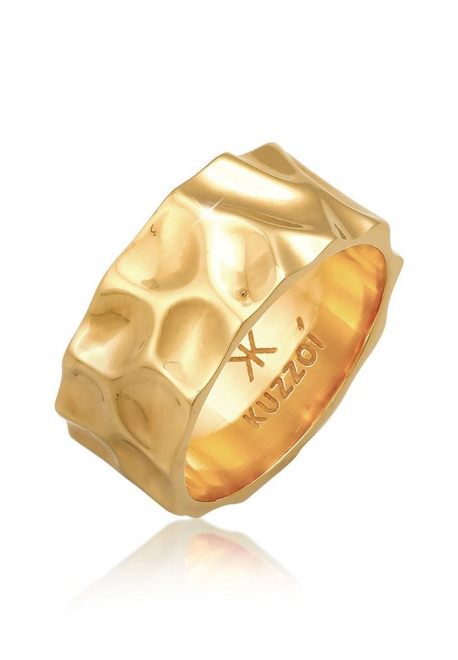 Kuzzoi Silberring Herren Bandring Geschmiedet Used Look 925 Silber von Kuzzoi