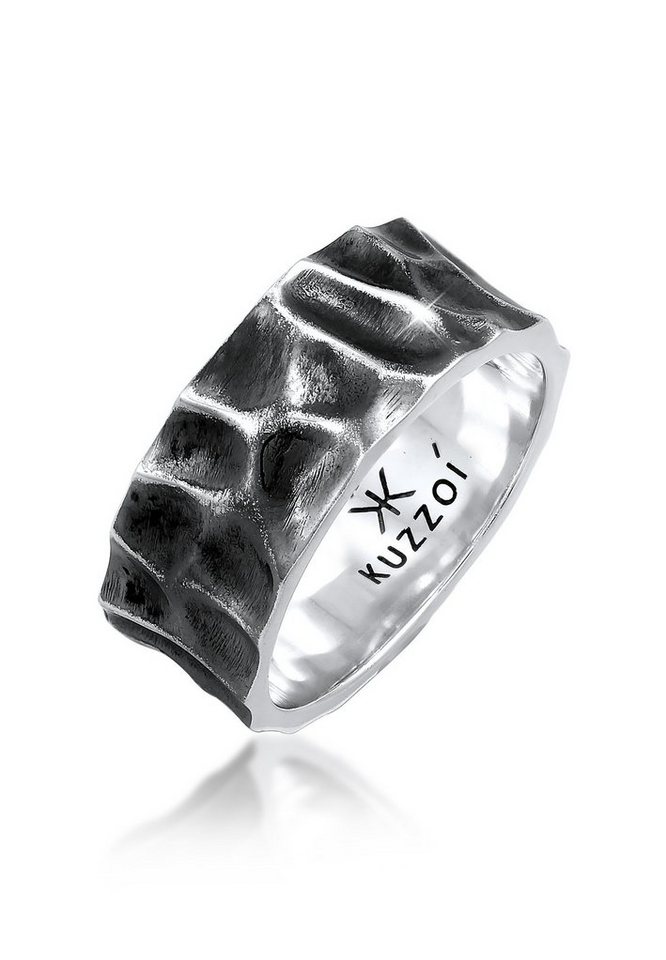 Kuzzoi Silberring Herren Bandring Geschmiedet Used Look 925 Silber von Kuzzoi
