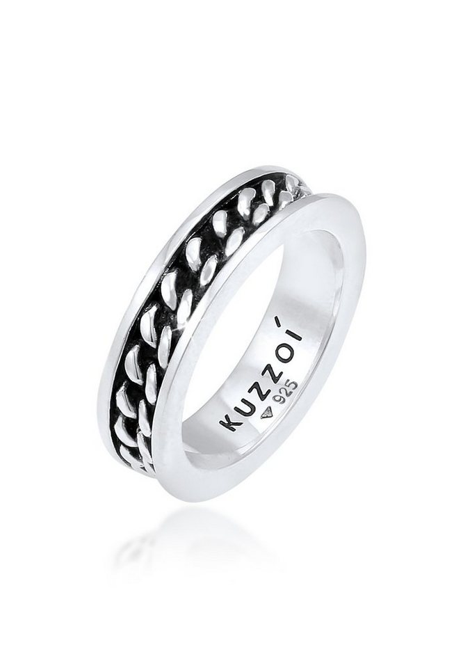 Kuzzoi Silberring Herren Bandring Panzer Design Trend 925 Silber, Twisted von Kuzzoi