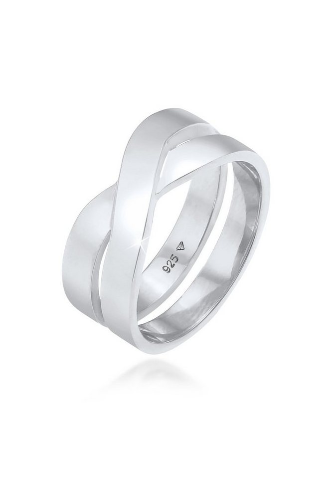 Kuzzoi Silberring Herren Bandring Überkreuz Look 925 Silber von Kuzzoi