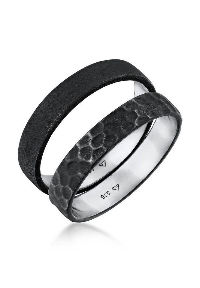 Kuzzoi Silberring Kuzzoi Ring Set Basic Gehämmert 925 Silber, Ring Set von Kuzzoi